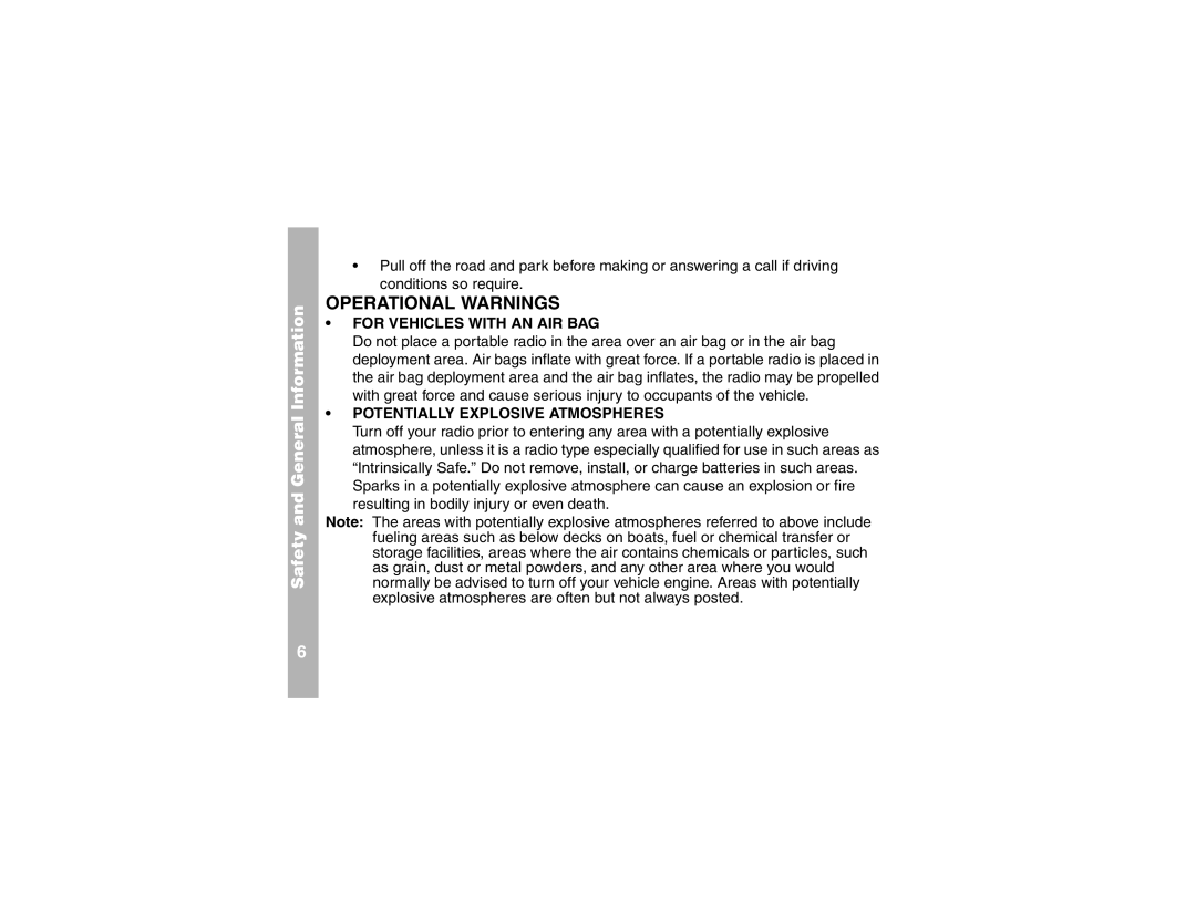 Motorola T4300 manual Operational Warnings 