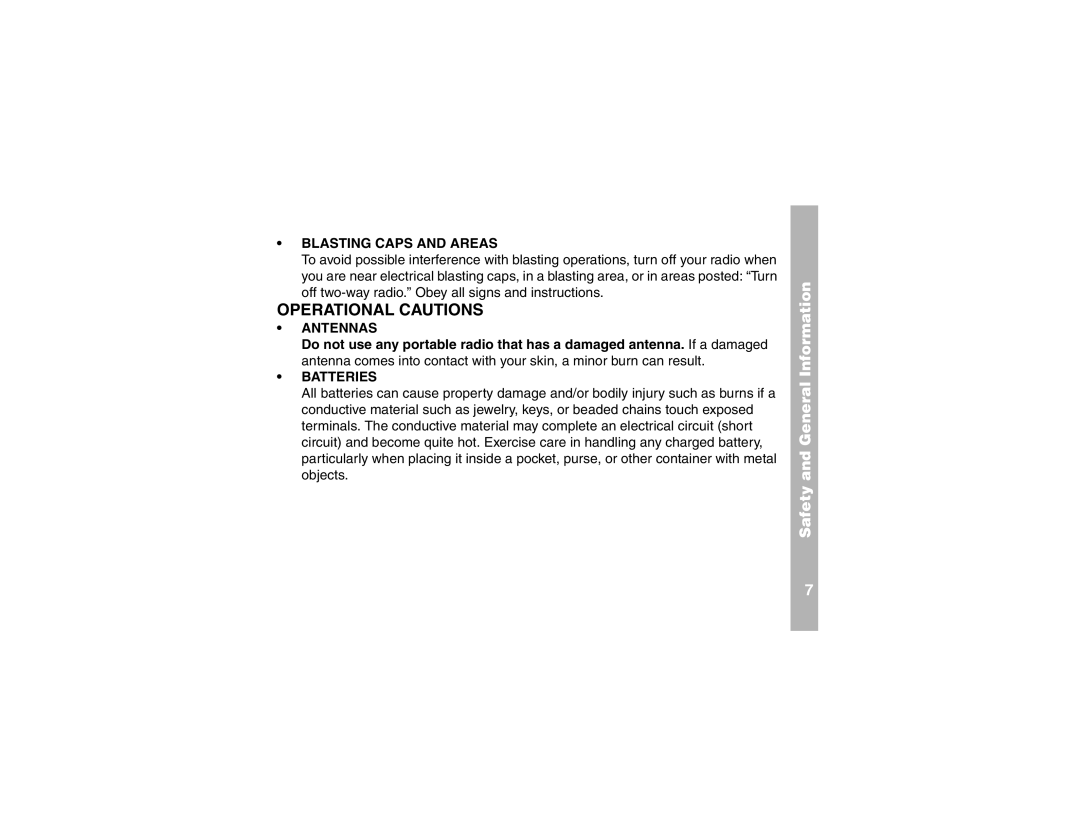 Motorola T4300 manual Operational Cautions 