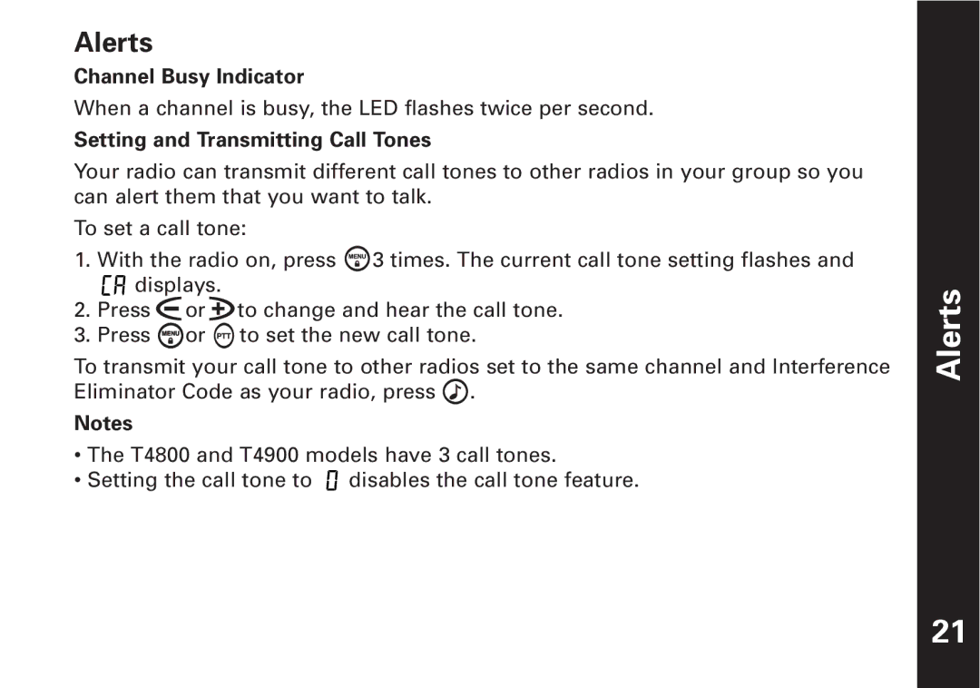 Motorola T4800, T4900 manual Alerts 