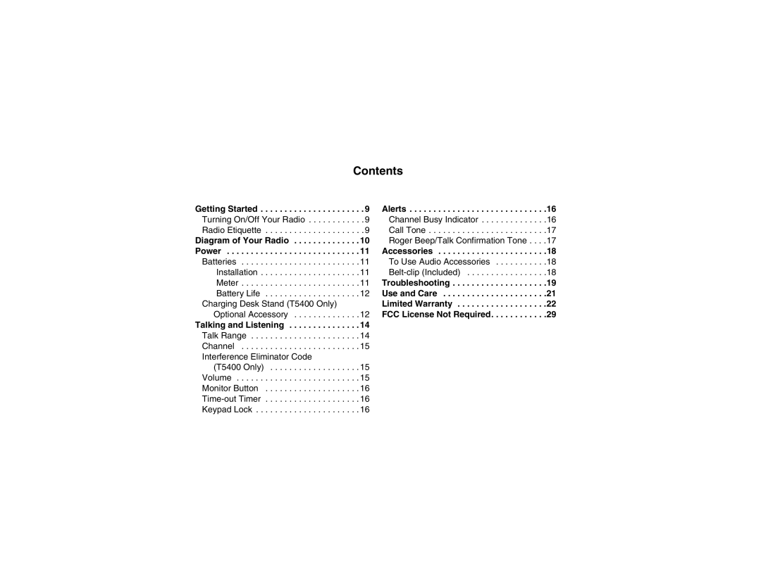 Motorola T5400, T5300 manual Contents 