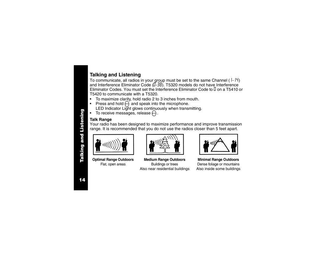 Motorola T5320ABUR, T5410, T5420 manual Talking and Listening, Talk Range 