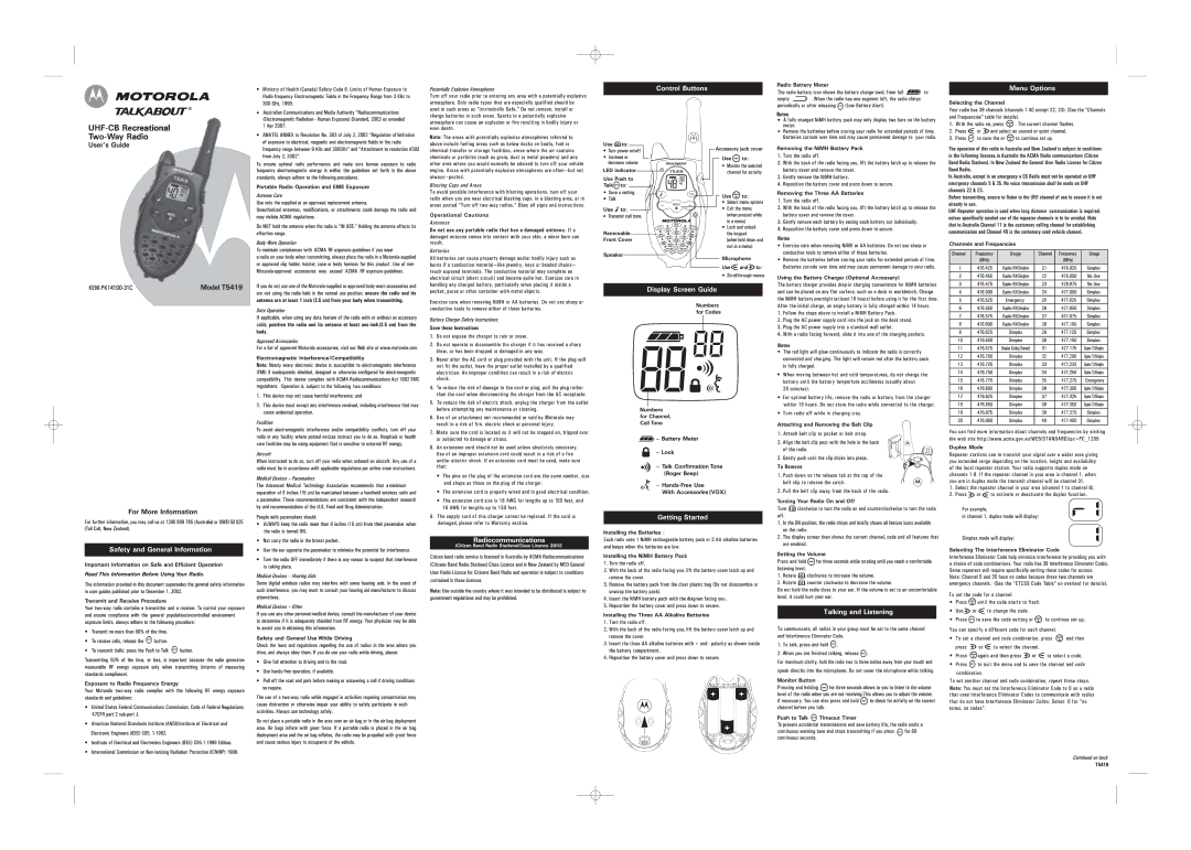 Motorola T5419 manual 