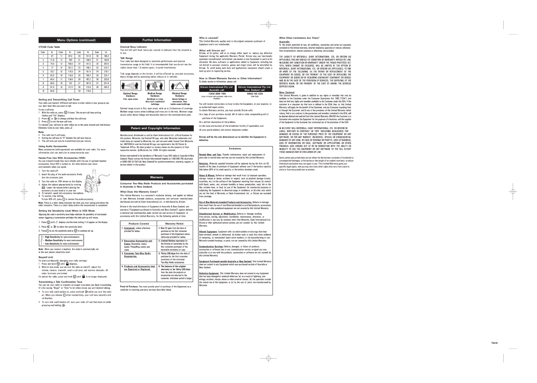 Motorola T5419 manual 