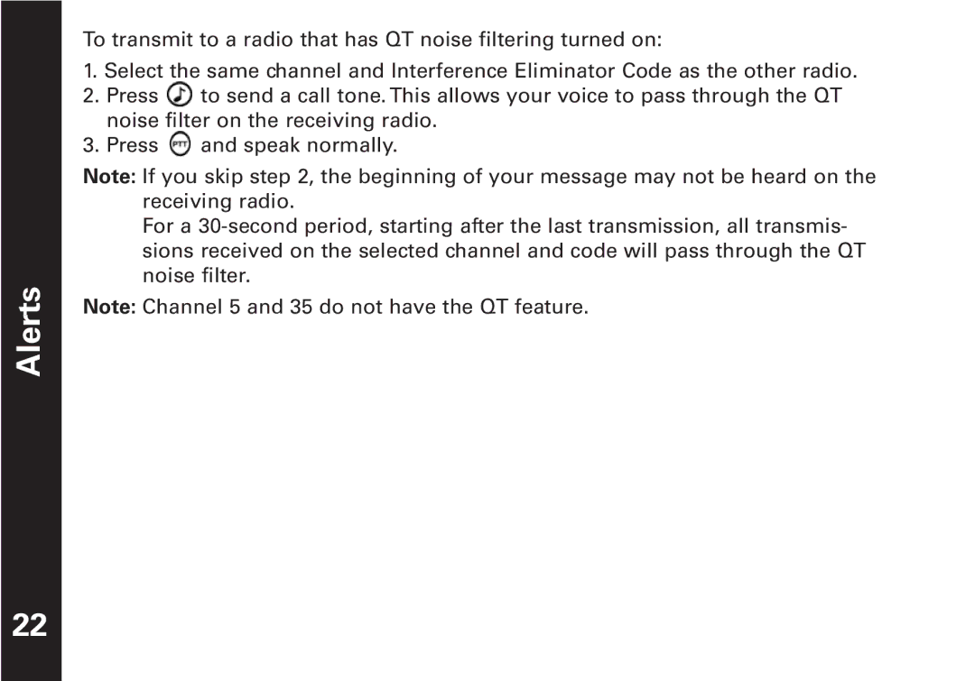 Motorola T5509KEM-PK10668 manual Alerts 