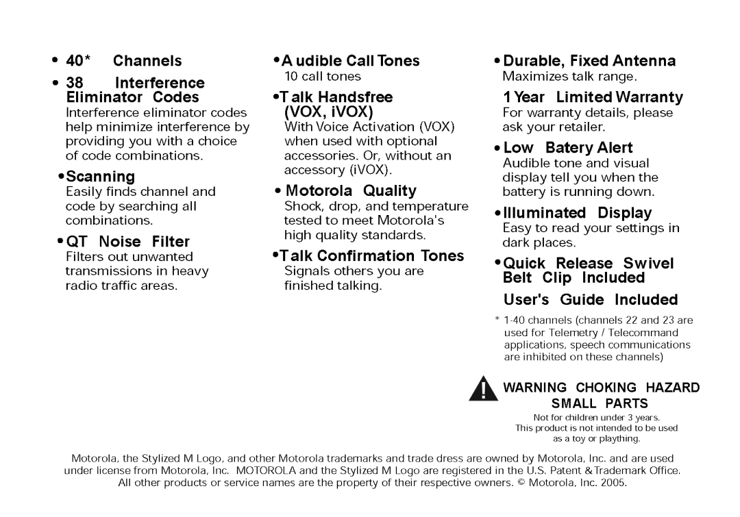 Motorola T5509KEM-PK10668 manual 