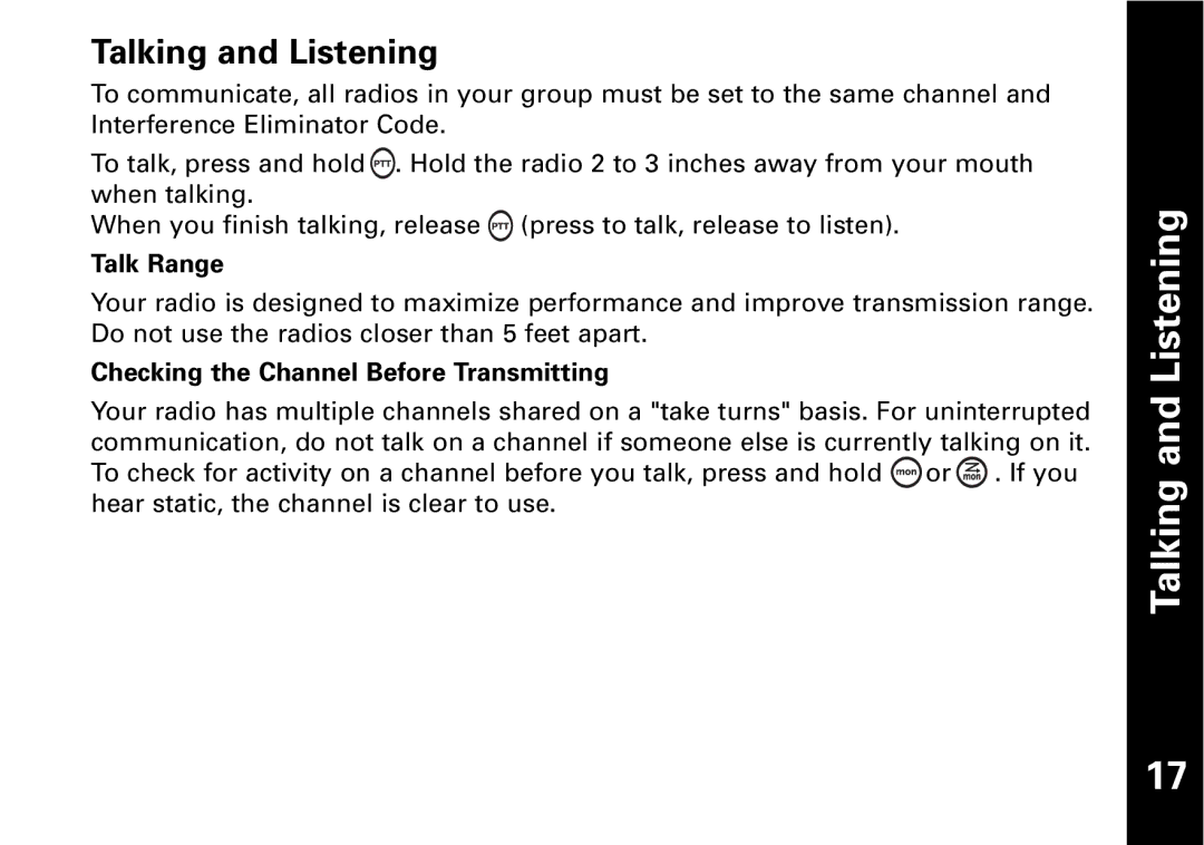 Motorola T5530, T5550 manual Talking and Listening 