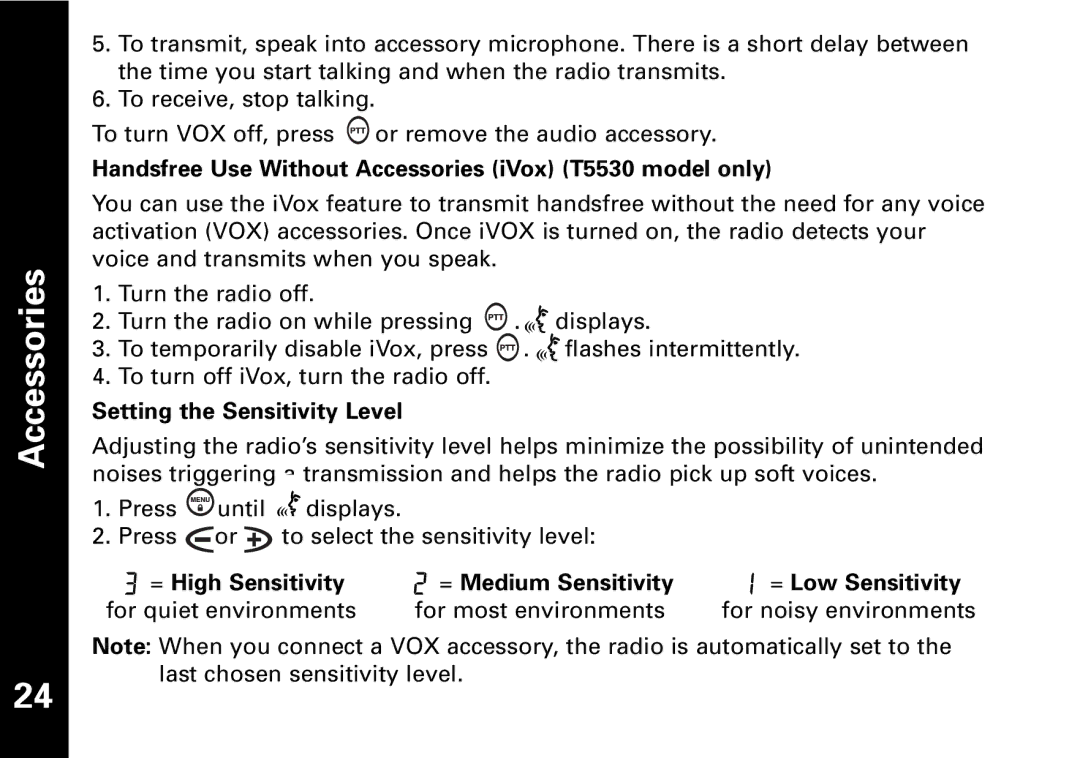 Motorola T5530, T5550 manual Accessories 