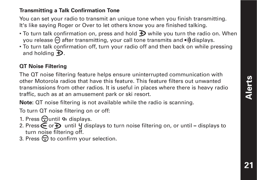 Motorola T5550, T5500 manual Alerts 