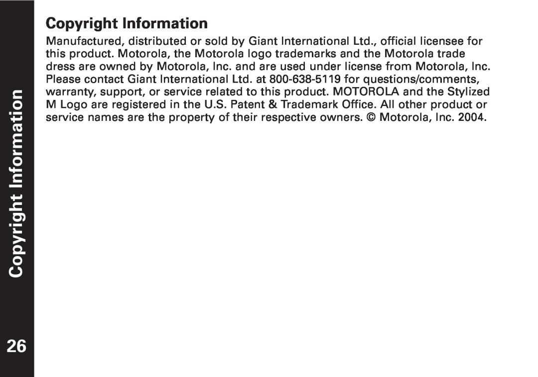 Motorola T5500, T5550 manual Copyright Information 