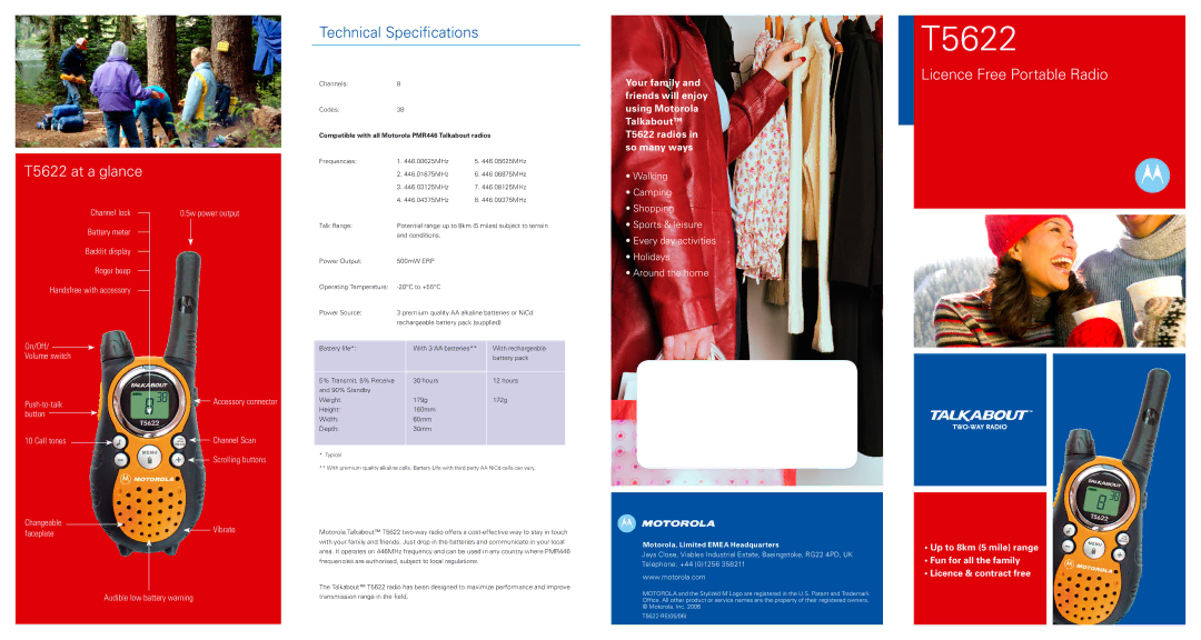 Motorola T5622 technical specifications 