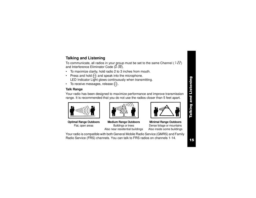 Motorola T5820, T5800 manual Talking and Listening, Talk Range 