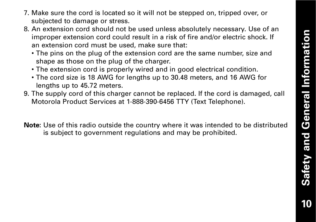 Motorola T5950 series manual Safety and General Information 