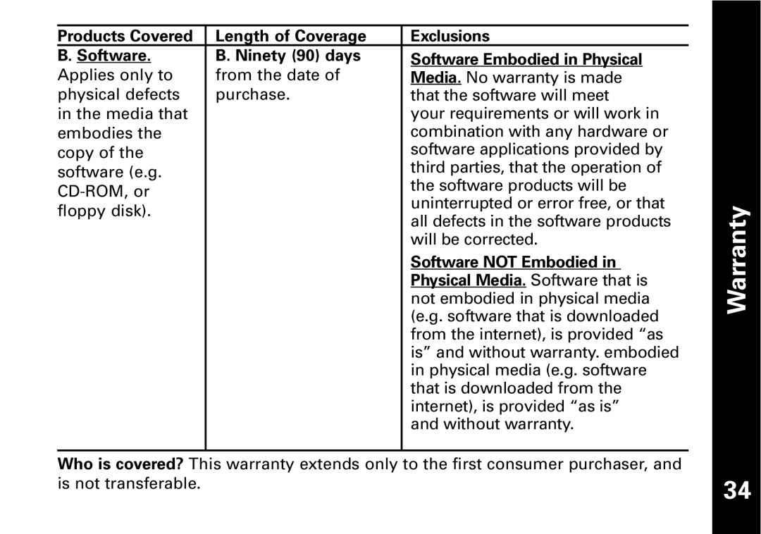 Motorola T5950 series manual Software not Embodied 