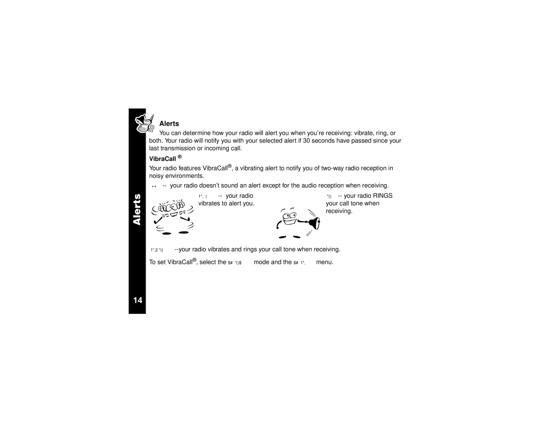 Motorola T6310, T6320, T6300 manual Alerts, VibraCall 