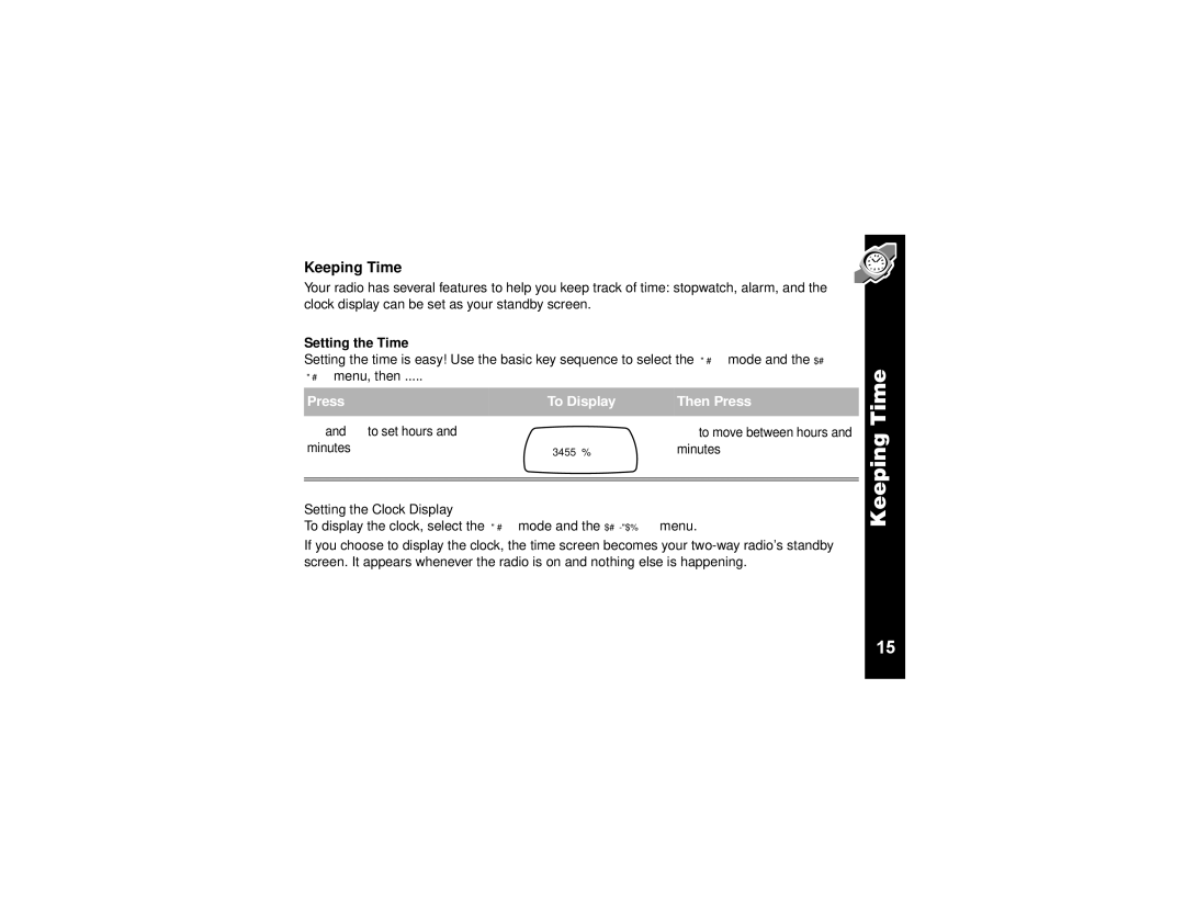 Motorola T6320, T6300, T6310 manual Keeping Time, Setting the Time, Setting the Clock Display 