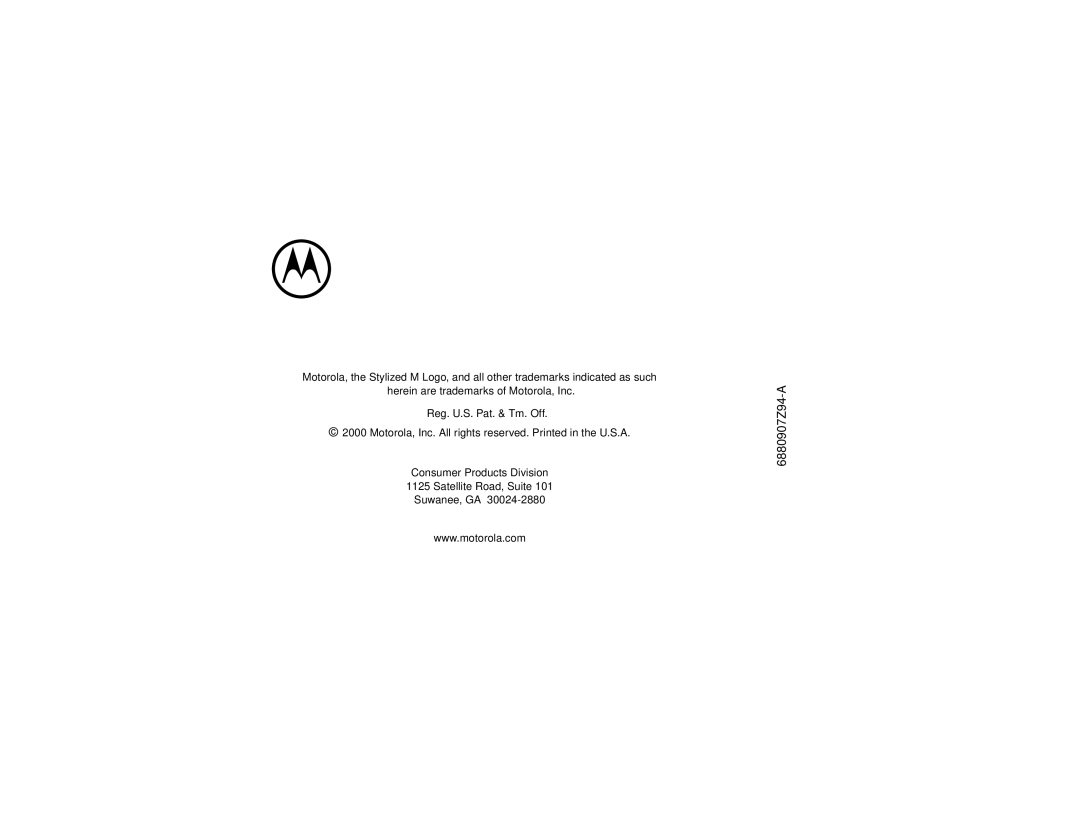 Motorola T6310, T6320, T6300 manual 6880907Z94 