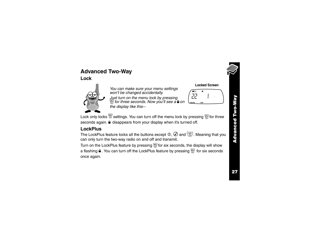 Motorola T6400 manual Advanced Two-Way, LockPlus 