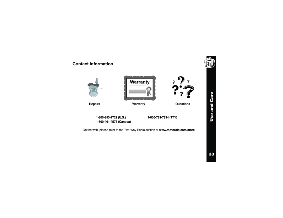 Motorola T6400 manual Contact Information 