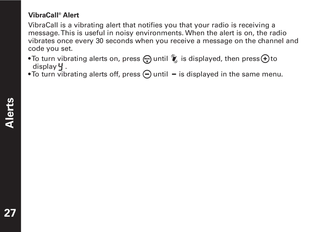 Motorola T6500 manual VibraCall Alert 