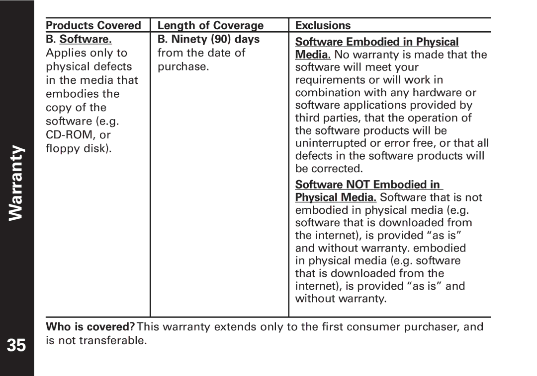 Motorola T6500 manual Software not Embodied 