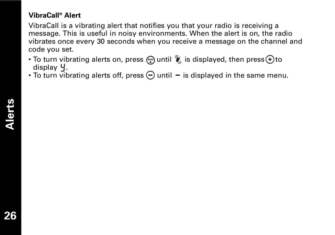 Motorola T6550, T6530 manual VibraCall Alert 