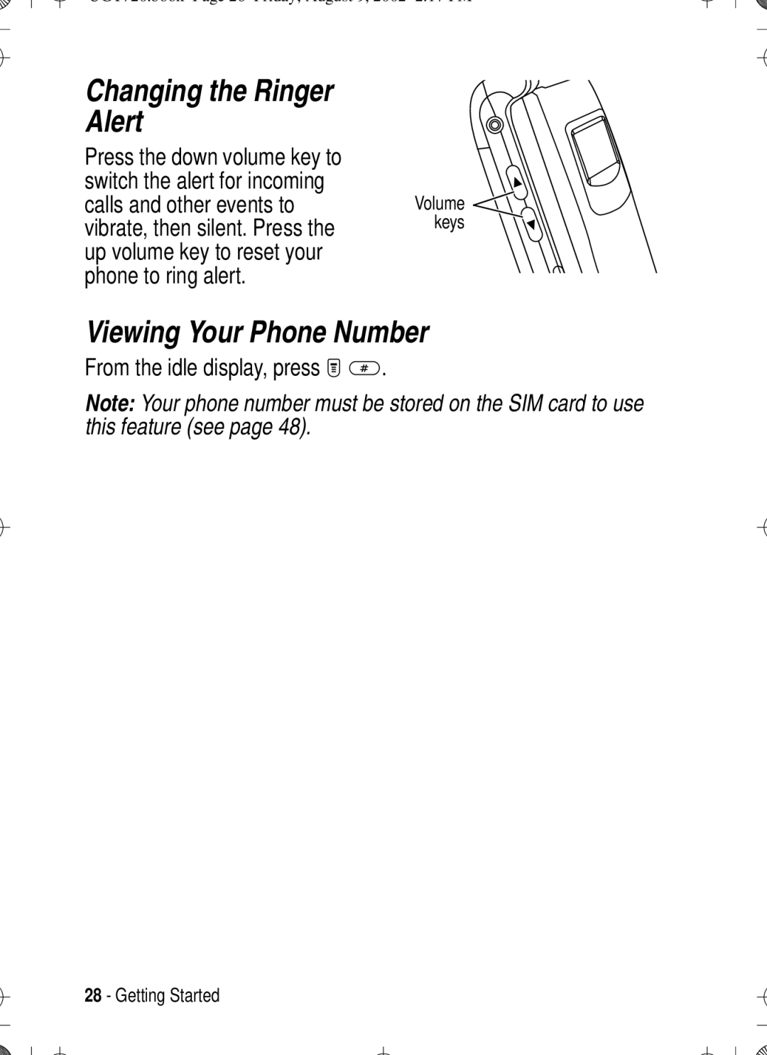 Motorola T720 manual Changing the Ringer Alert, Viewing Your Phone Number, From the idle display, press M # 