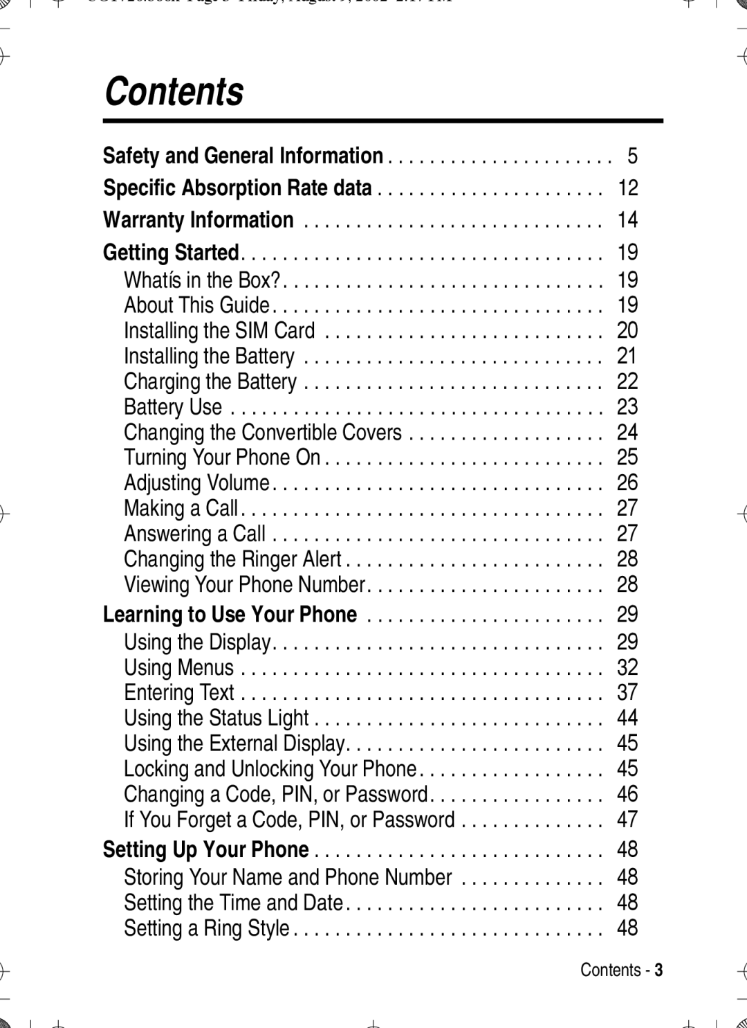 Motorola T720 manual Contents 