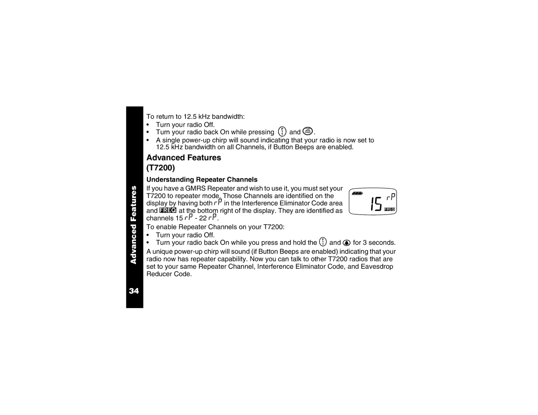 Motorola manual Advanced Features T7200, Understanding Repeater Channels 