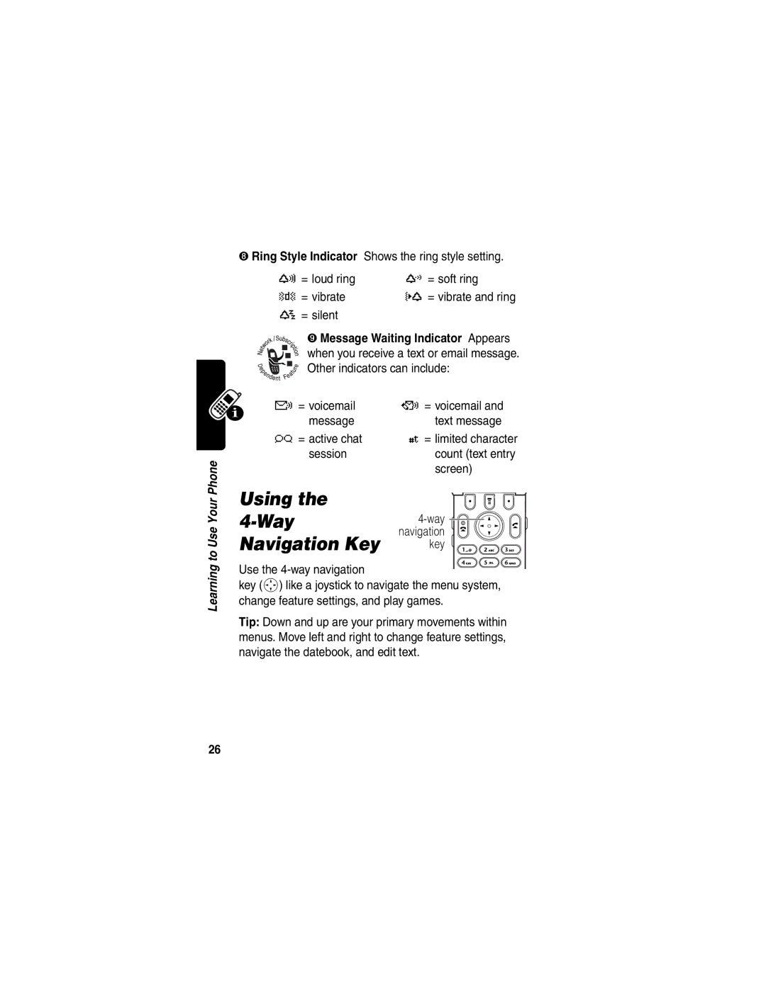 Motorola T722i manual Using Way, Navigation Key 