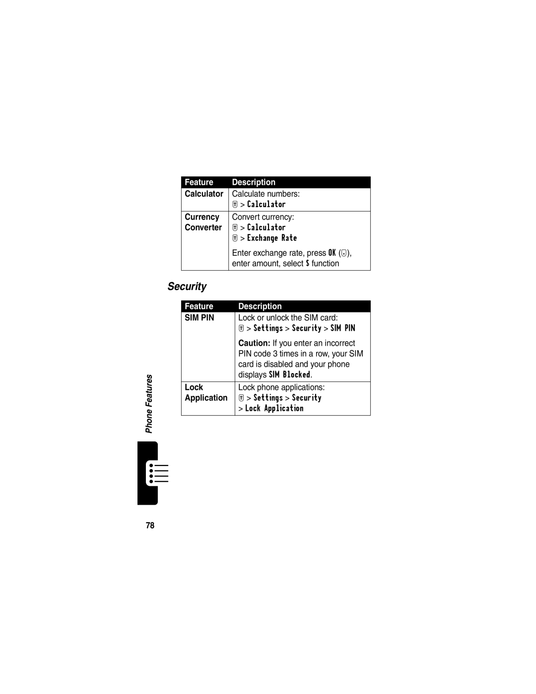 Motorola T722i manual Security 