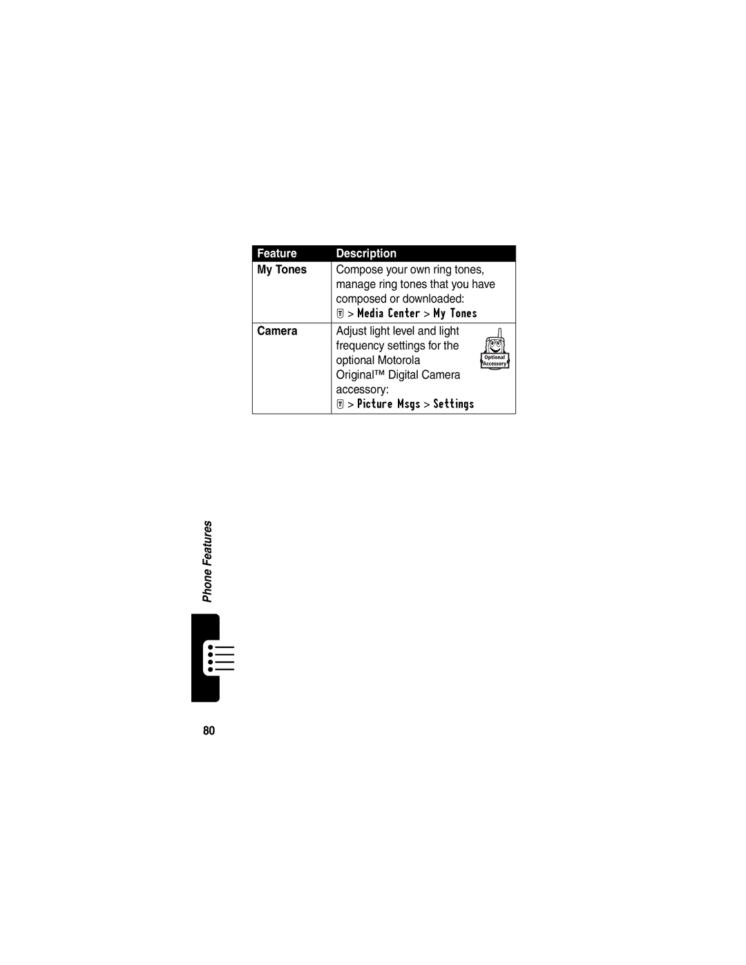 Motorola T722i manual My Tones, Camera 