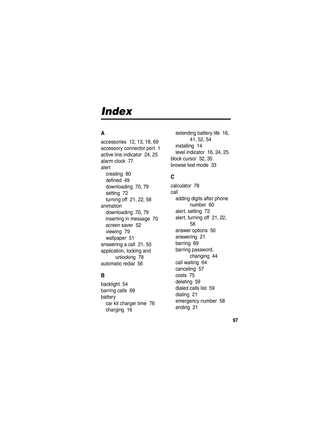 Motorola T722i manual Index 