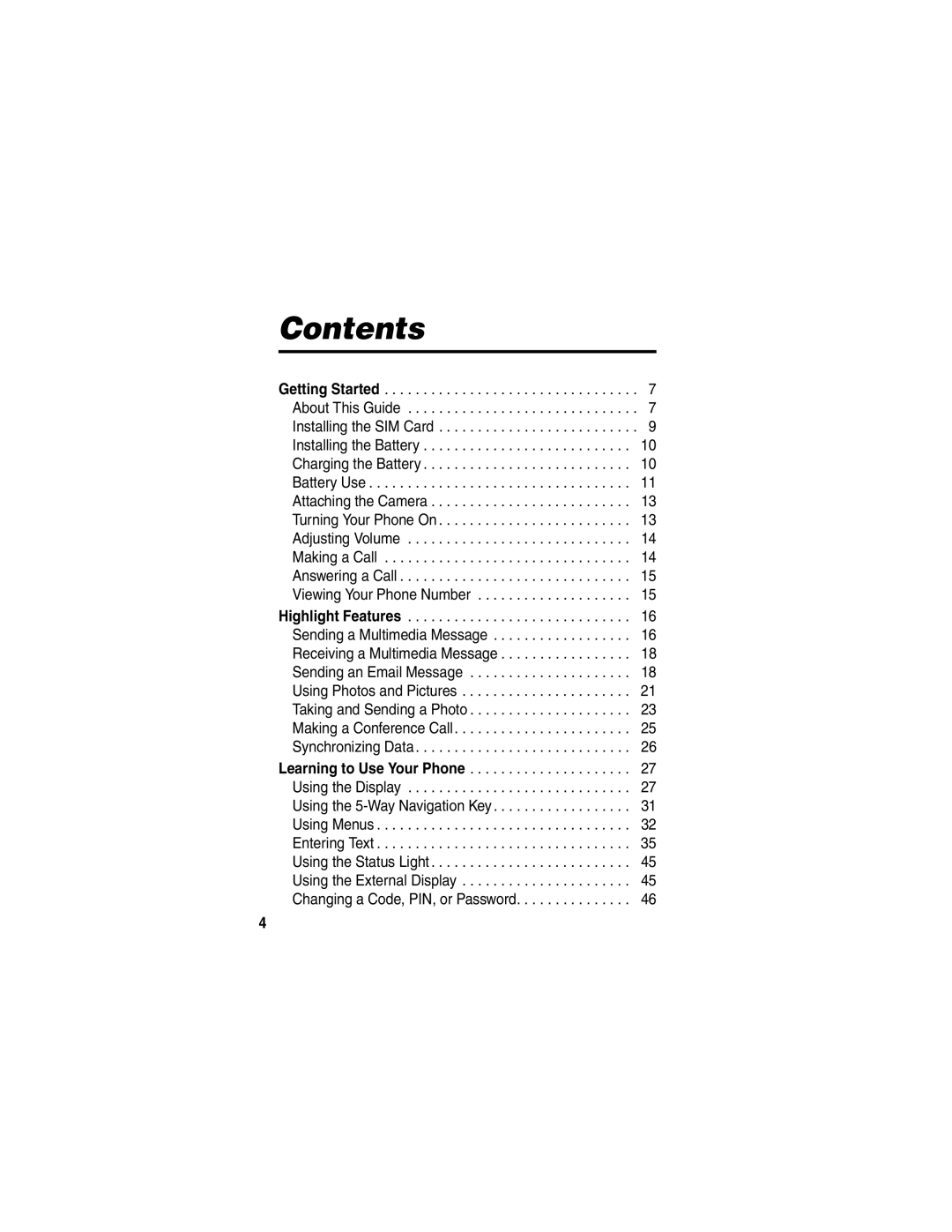 Motorola T725 manual Contents 