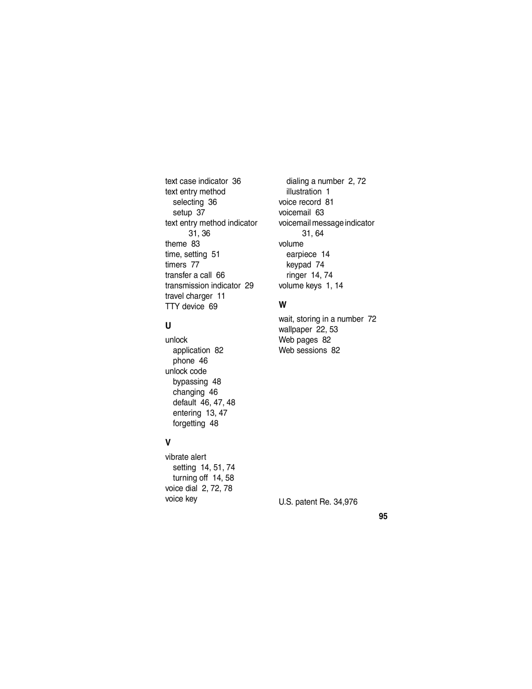 Motorola T725 manual Patent Re ,976 