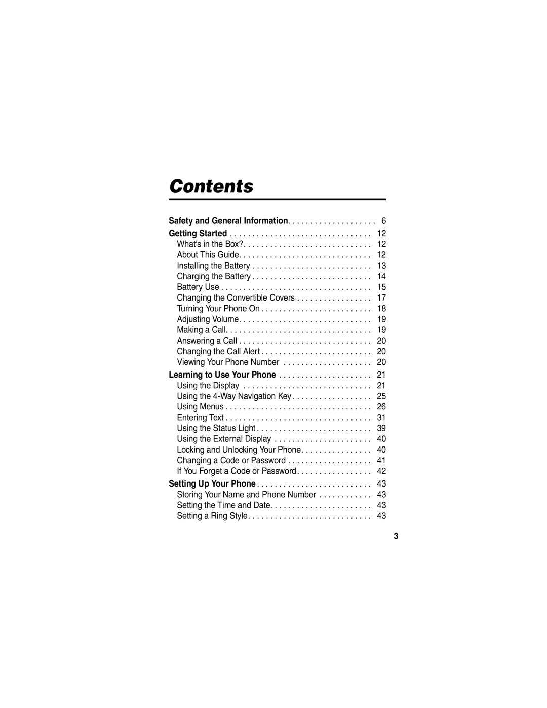 Motorola T731 manual Contents 