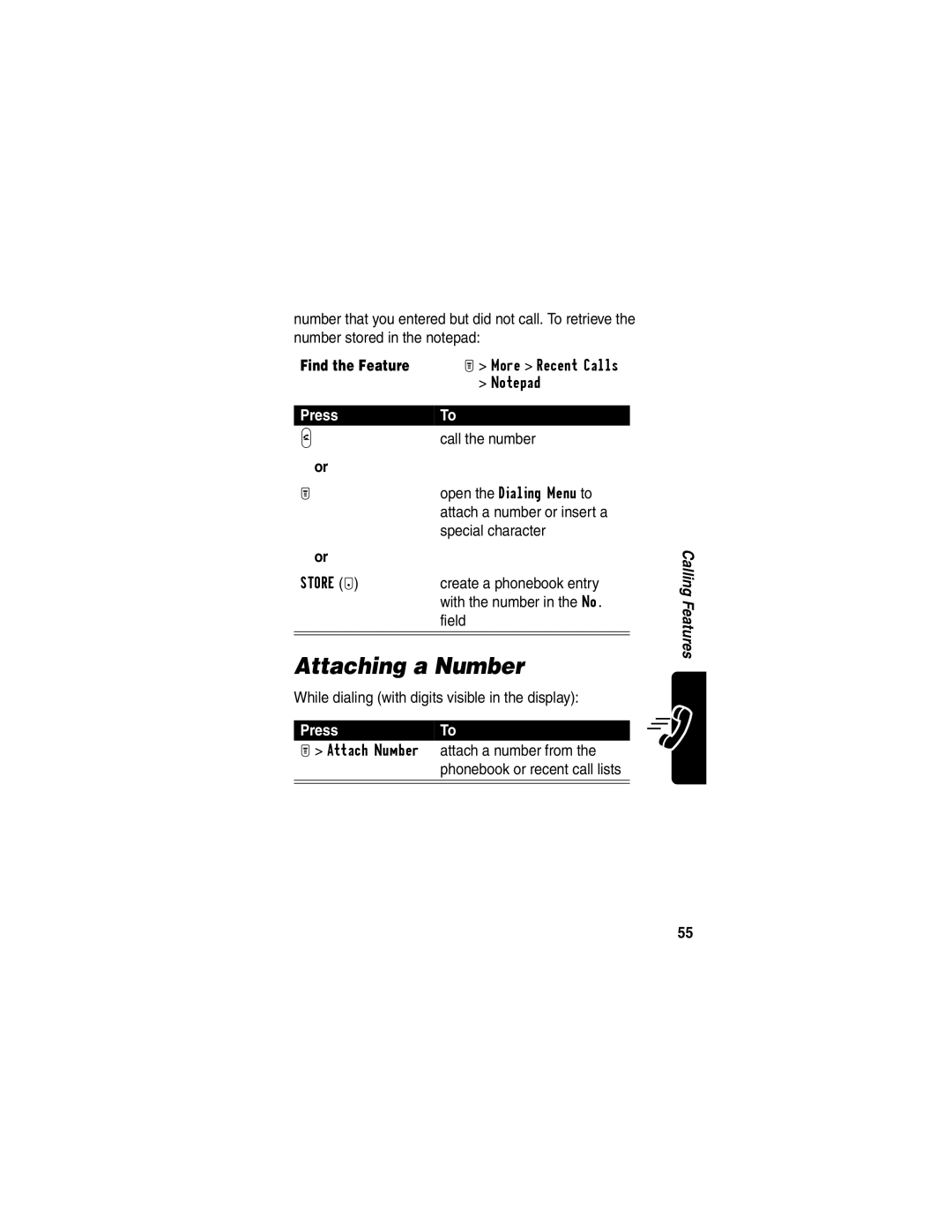 Motorola T731 manual Attaching a Number 