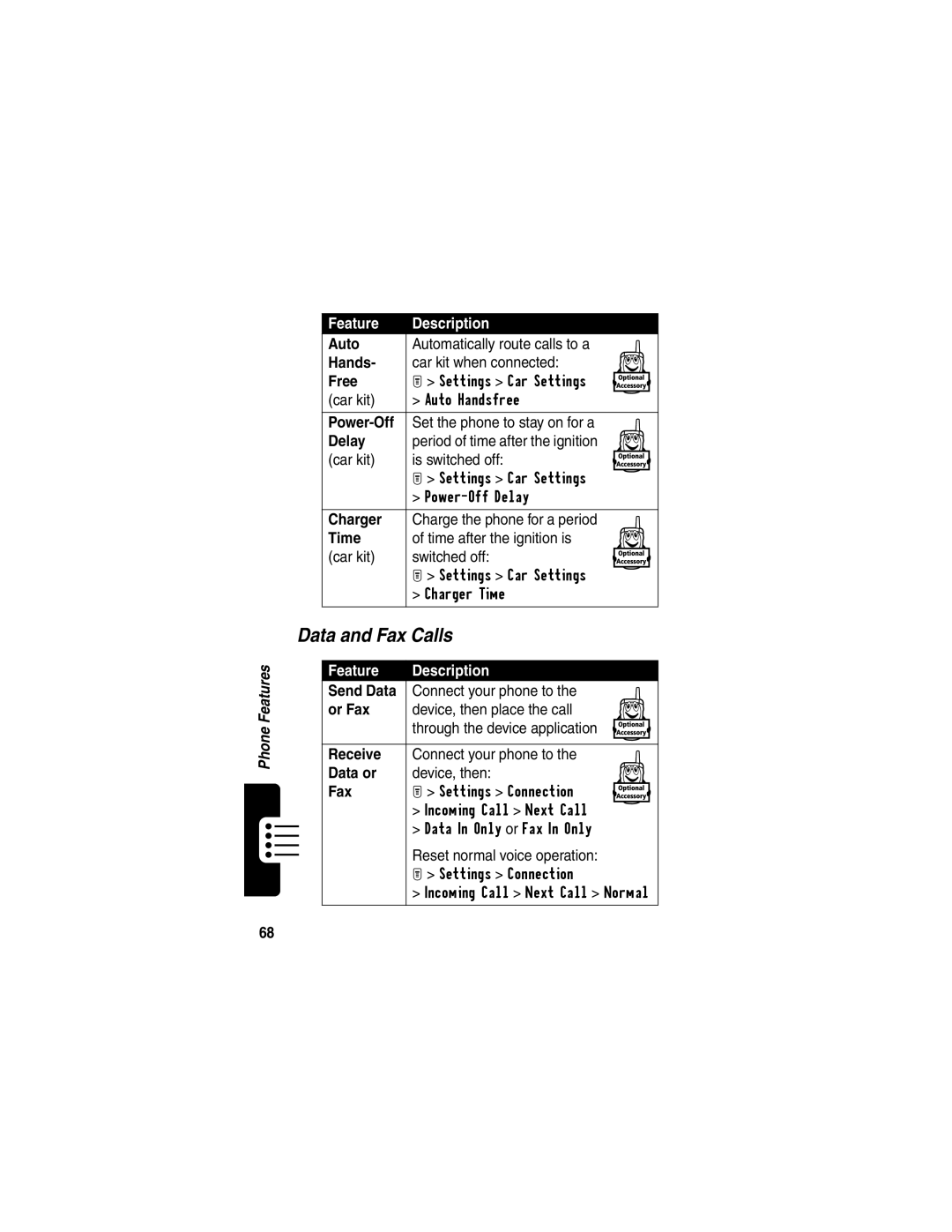 Motorola T731 manual Data and Fax Calls 