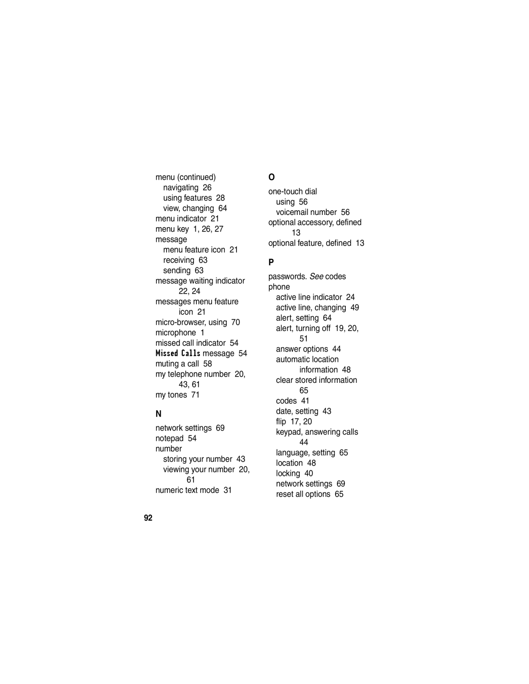 Motorola T731 manual Storing your number 43 viewing your number 