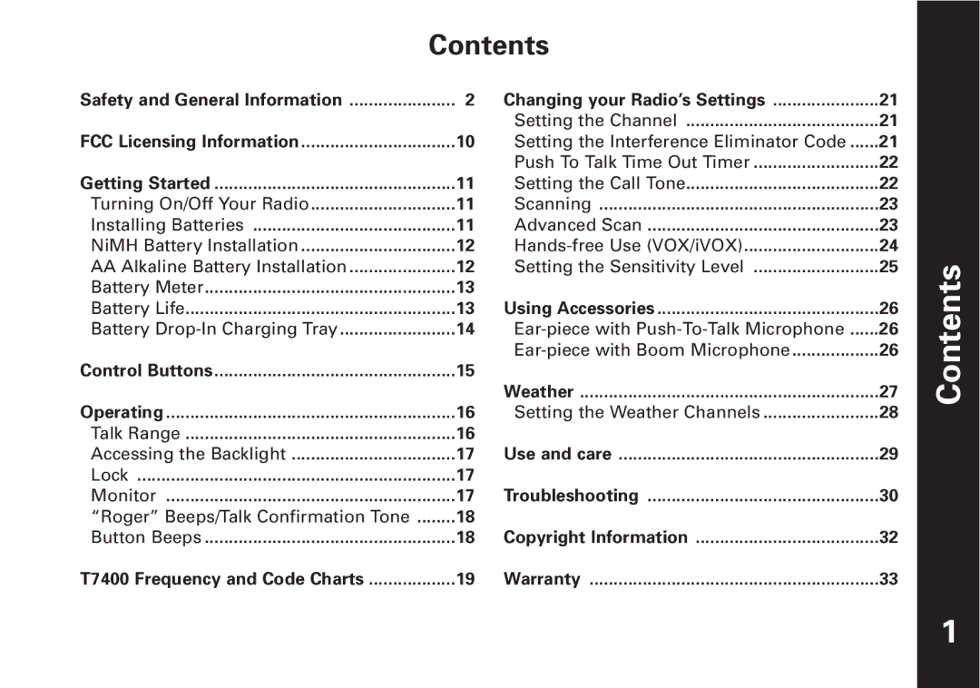 Motorola T7450, T7400 manual Contents 