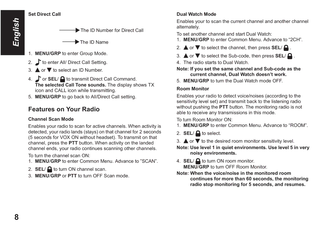 Motorola T80 EXTREME owner manual Features on Your Radio 