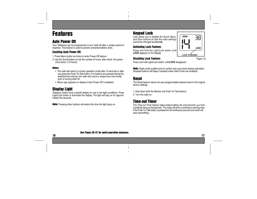 Motorola TA280, T289 manual Lock appears on the display, SeePages36-37forquickoperationsummary 