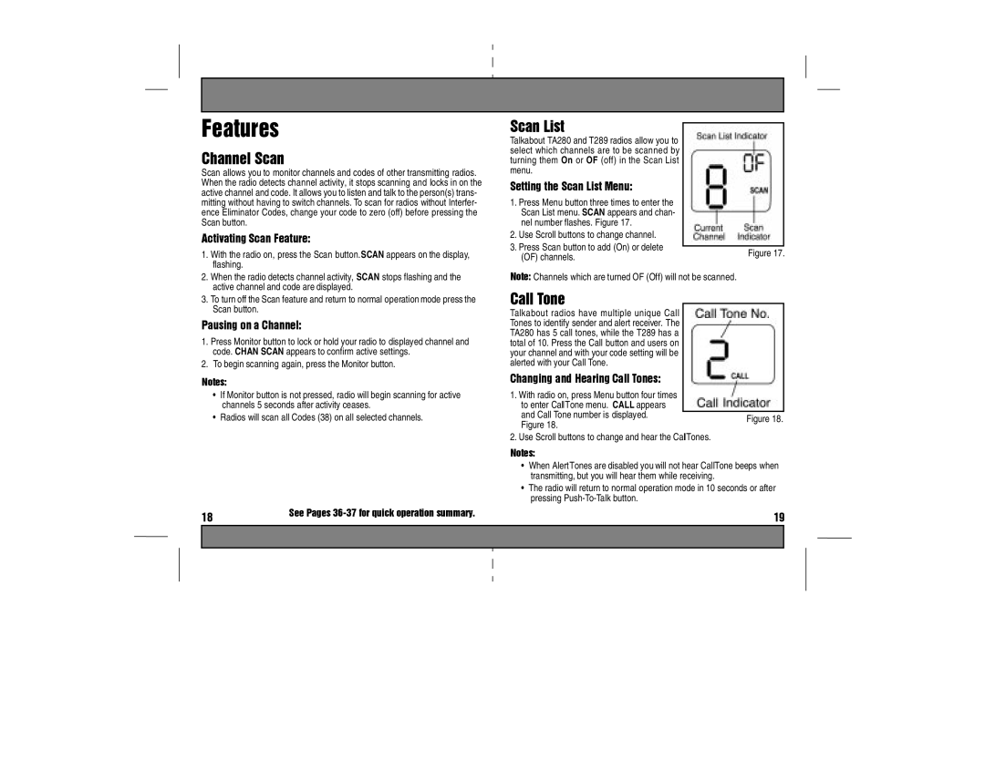 Motorola T289 manual Menu, Nel number flashes. Figure, Channels, Alerted with your Call Tone, Call Tone number is displayed 