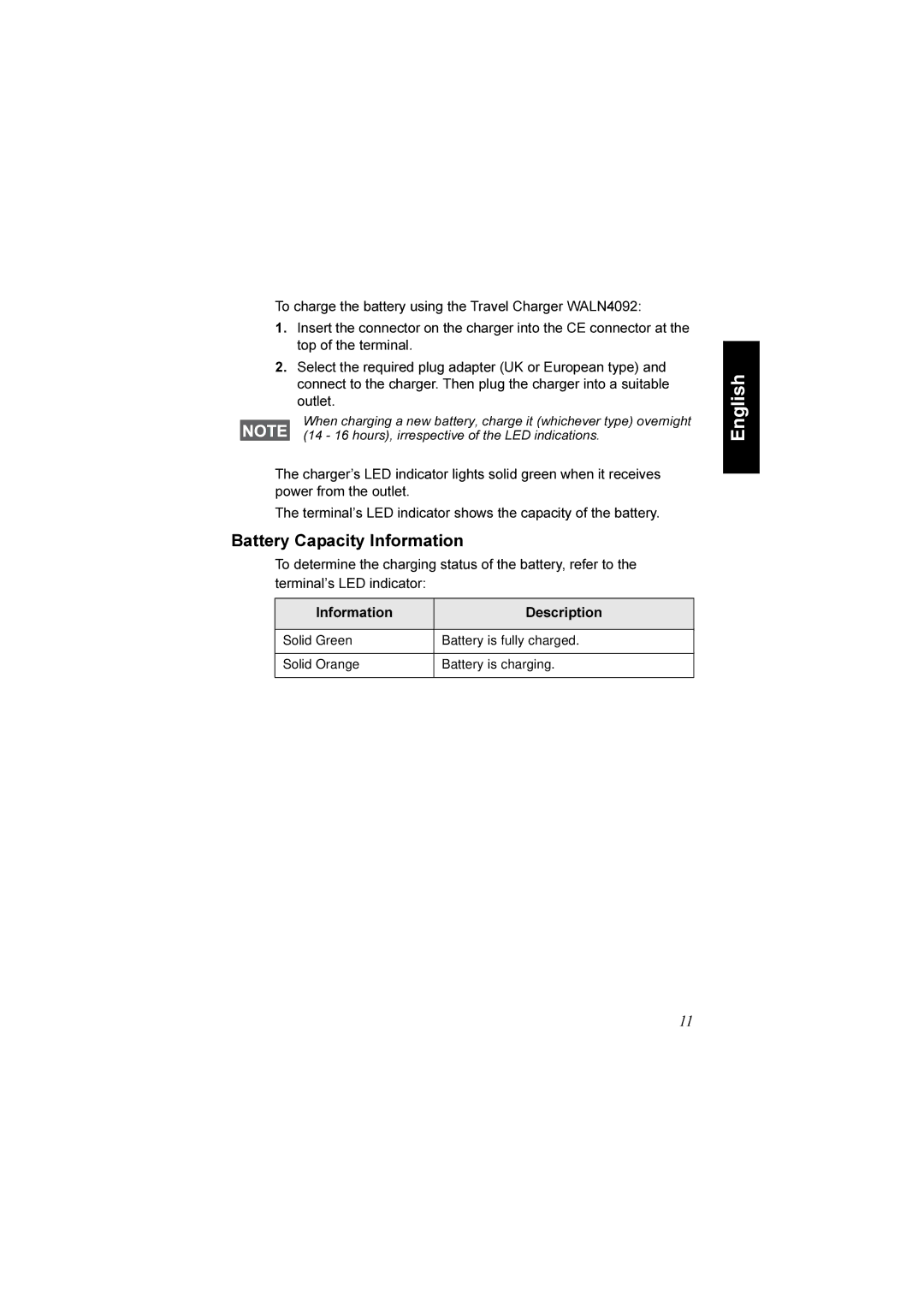 Motorola TCR1000 manual Battery Capacity Information 