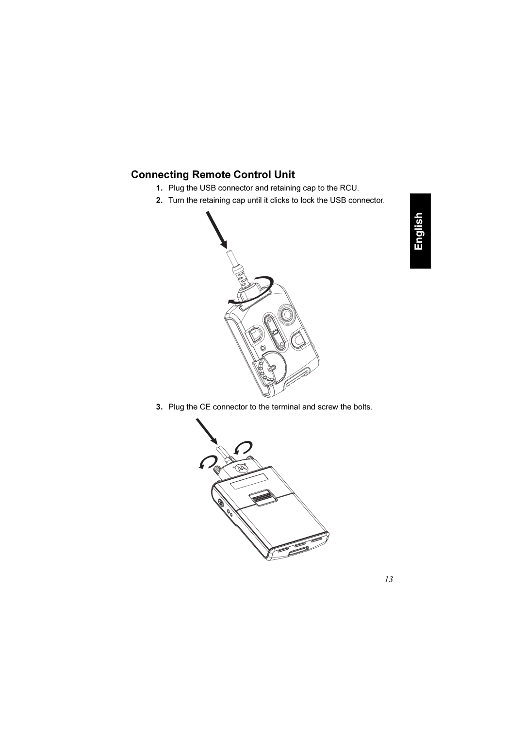 Motorola TCR1000 manual Connecting Remote Control Unit 