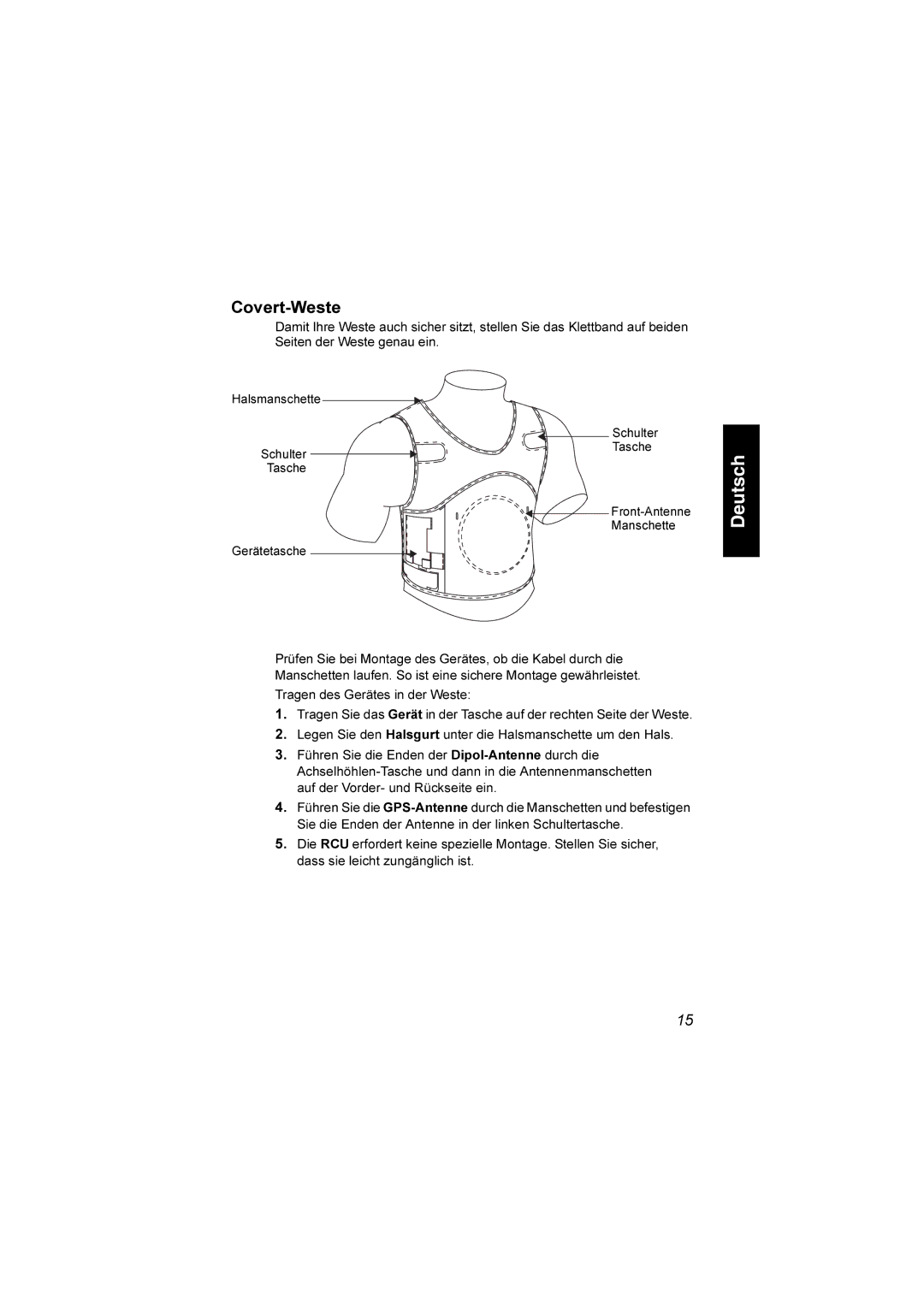 Motorola TCR1000 manual Covert-Weste 