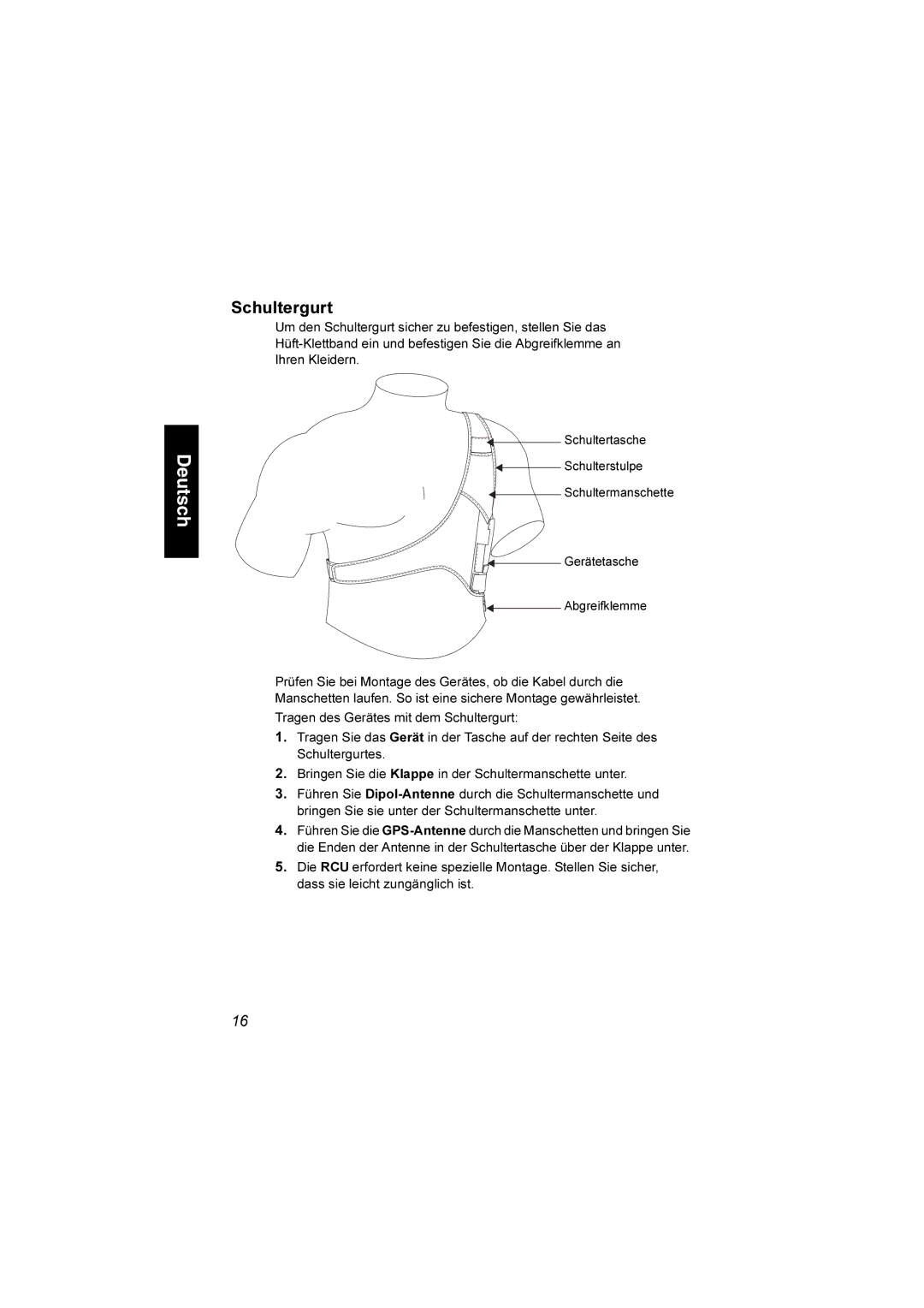 Motorola TCR1000 manual Schultergurt 