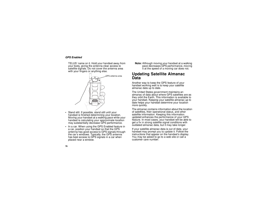 Motorola TELLU i265 manual Updating Satellite Almanac Data 