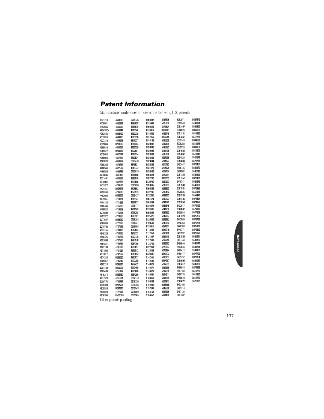 Motorola Timeport Phone specifications Patent Information, 137 