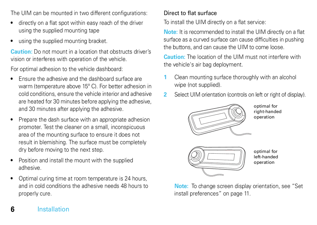 Motorola TK30, 68014301013 manual Select UIM orientation controls on left or right of display 