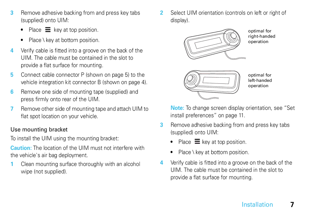 Motorola 68014301013, TK30 manual Installation 